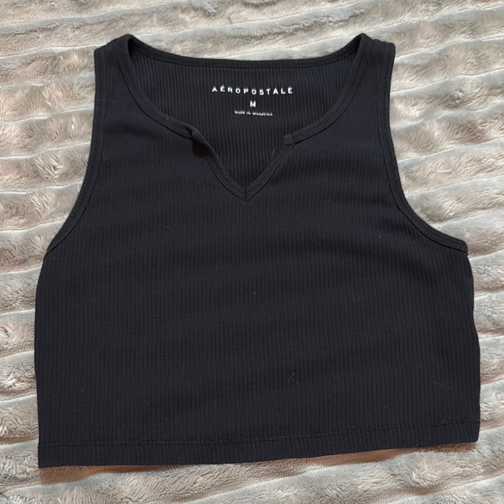 Aeropostale Black Ribbed Crop Top